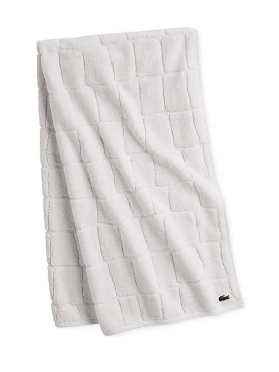 Lacoste Other - Lacoste White Textured Cotton Bath Towel with Crocodile Logo 100% Cotton